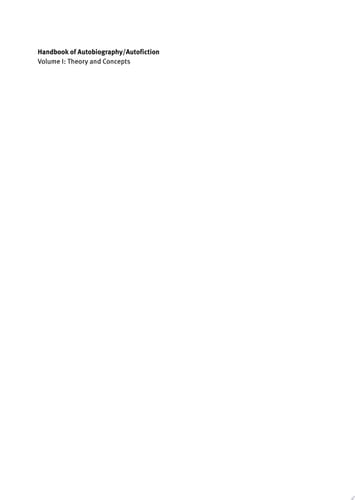 Handbook of Autobiography / Autofiction