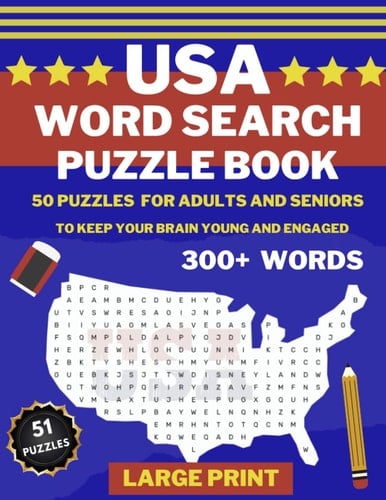 Large Print USA Word Search Book: Over 50 Puzzles For Adult and Seniors to Keep Your Brain Young and Engaged