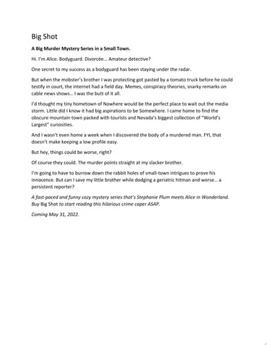 Big Shot A Quirky, Small-town Mystery