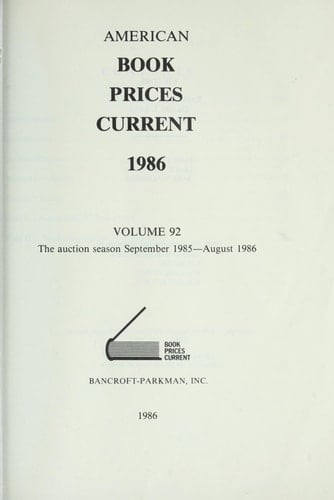 American Book Prices Current