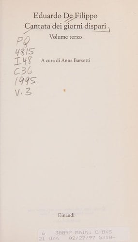 Cantata Dei Giorni Dispari 1*Old Edition* (Italian Edition)