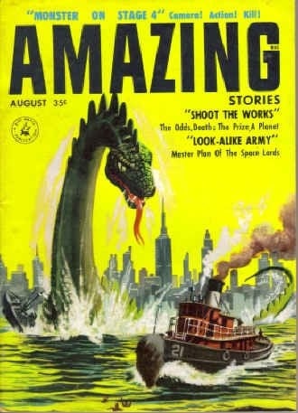 Amazing Stories, August 1957 Great Monster Cover (Volume 31, No. 8)
