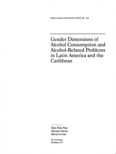 Gender Dimensions of Alcohol Consumption and Alcohol-related Problems in Latin America and the Caribbean