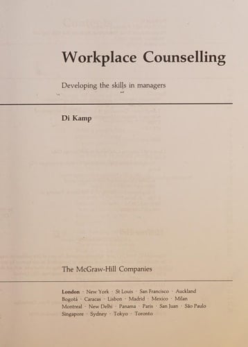 Workplace Counselling: Developing the Skills in Managers (MCGRAW HILL TRAINING SERIES)