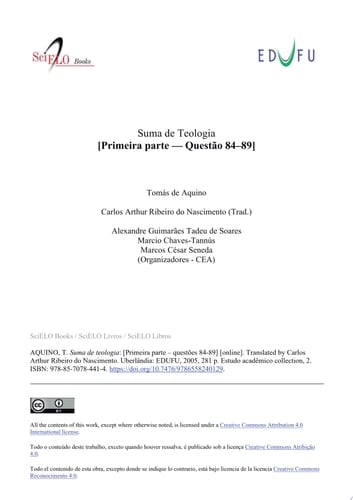 Suma de teologia [Primeira parte – questões 84-89]