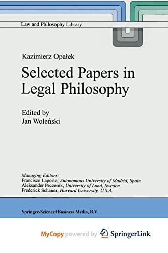 Kazimierz Opa Ek Selected Papers in Legal Philosophy