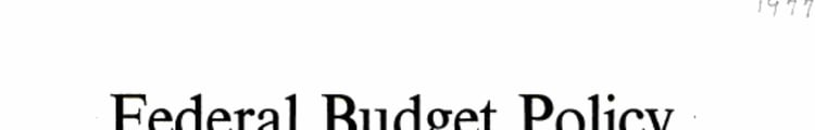 Federal Budget Policy