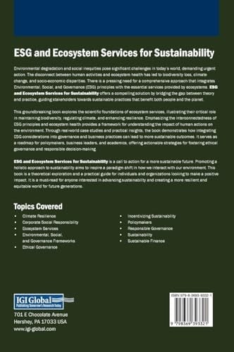 ESG and Ecosystem Services for Sustainability, VOL 1