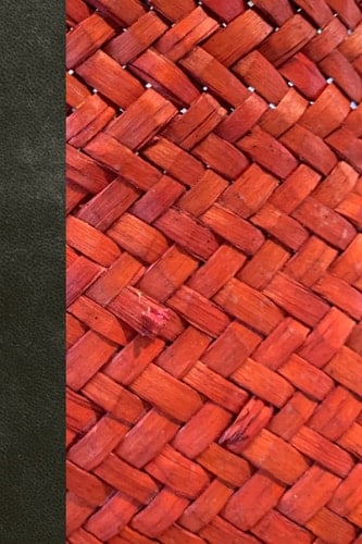 Woven Basket Red and Black Leather 100 Sheet Notebook