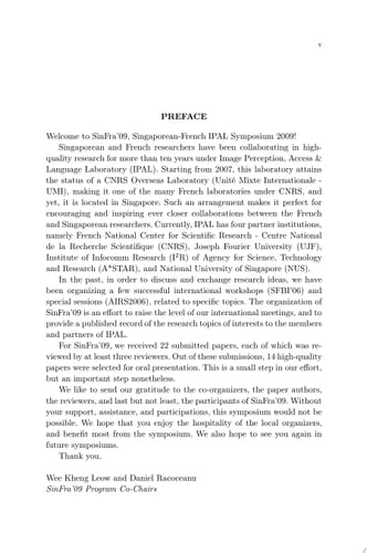 Proceedings Of The Singaporean-french Ipal Symposium 2009 - Sinfra'09 (Cd-rom)