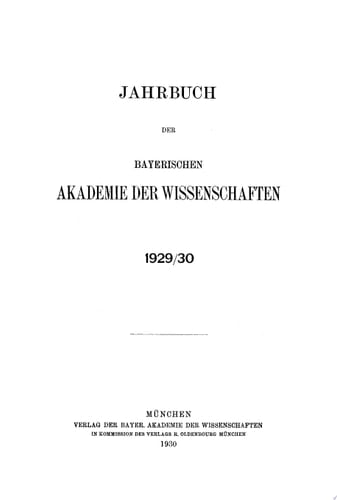 Jahrbuch/ Bayerische Akademie der Wissenschaften. 1929/1930
