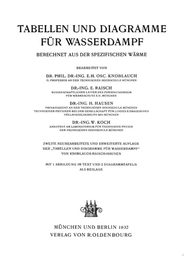 Tabellen und Diagramme für Wasserdampf Berechnet aus der spezifischen Wärme