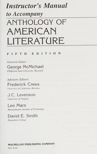 Anthology American Literature Instructors Manual
