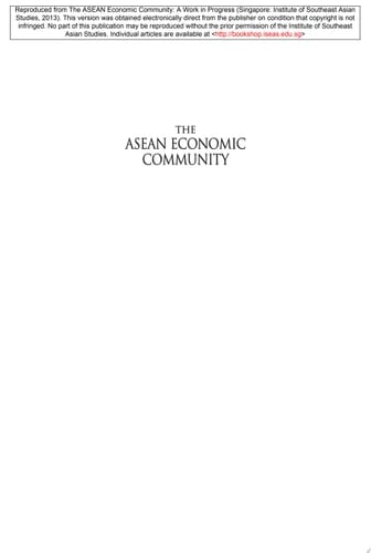 The ASEAN Economic Community A Work in Progress