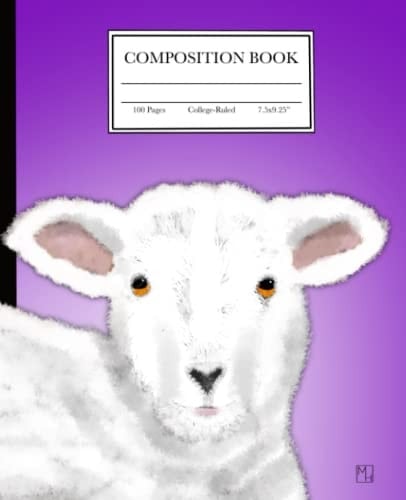 Composition Book: Lamb of God on Purple Background, College-Ruled, 100 Pages, 7.5 x 9.25"