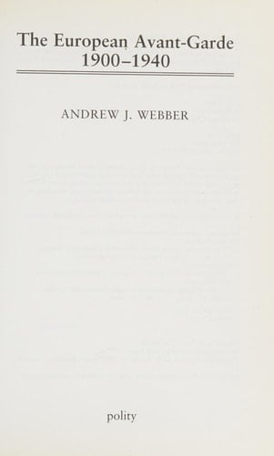 The European Avant-garde: 1900-1940