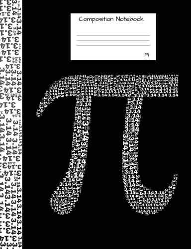 Pi Composition Notebook Half College Ruled, Half Graph 5x5 Paper Book to Write in for School, Take Notes, for Architecture Students, Math Teachers, Homeschool, Black and White Cover