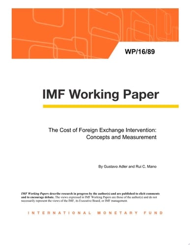 The Cost of Foreign Exchange Intervention Concepts and Measurement