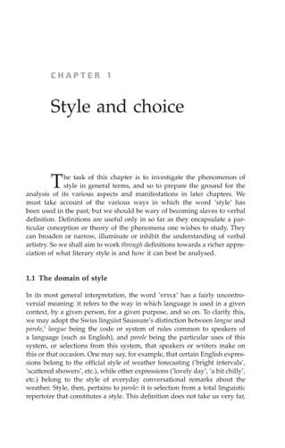 Style in Fiction A Linguistic Introduction to English Fictional Prose
