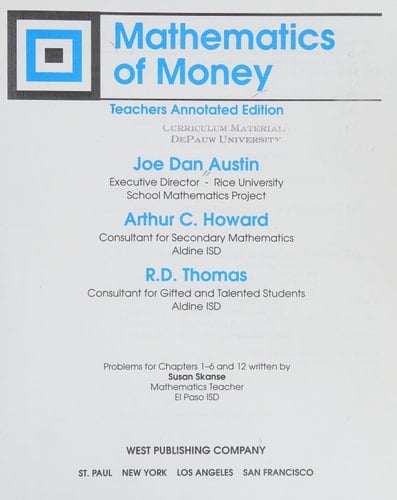 Mathematics of Money