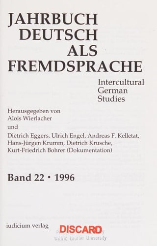 Jahrbuch Deutsch als Fremdsprache 1996