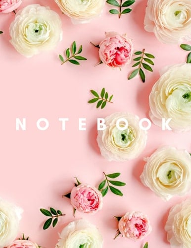 NOTEBOOK: PINK AND WHITE ROSE PICTURE NOTEBOOK 8,5x11 inches 100 pages
