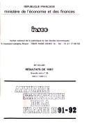 Annuaire statistique de la France 1991-92 résultats de 1991