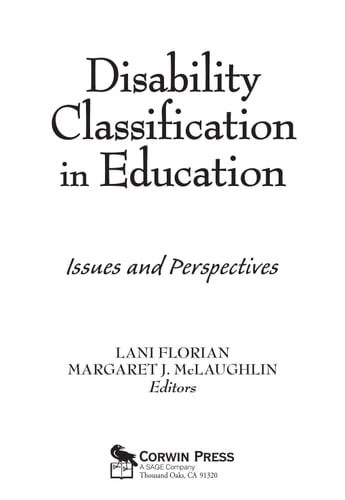 Disability Classification in Education Issues and Perspectives