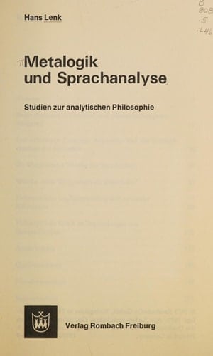 Metalogik und Sprachanalyse Studien zur analytisch