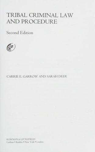 Tribal Criminal Law and Procedure