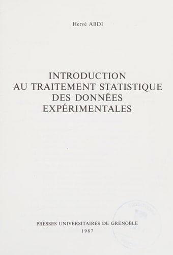 Introduction au traitement statistique des données expérimentales