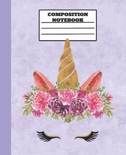 Composition Notebook: Unicorn Purple College Ruled Lined Notebook 110 Pages Size (7.5 x 9.25 inches)