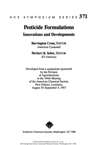 Pesticide Formulations: Innovations and Developments (Acs Symposium Series)