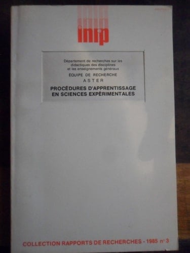 Procédures d'apprentissage en sciences expérimentales