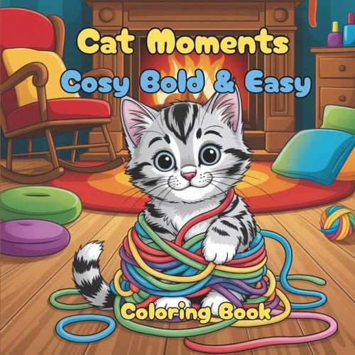 Cosy Bold & Easy Cat Moments Coloring Book: For Adults and Teens, Super Cute, funny Adorable Cat Moments coloring book for Relaxation