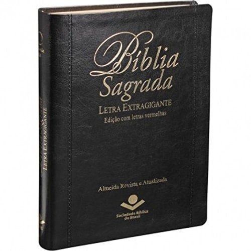 Biblia Sagrada Letra Extragigante - Capa Em Couro Bonded Preta