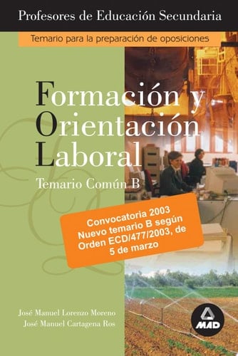Formacion Y Orientacion Laboral. Profesores de Enseñanza Secundaria. Temario B Para la Preparacion de Oposiciones.e-book.