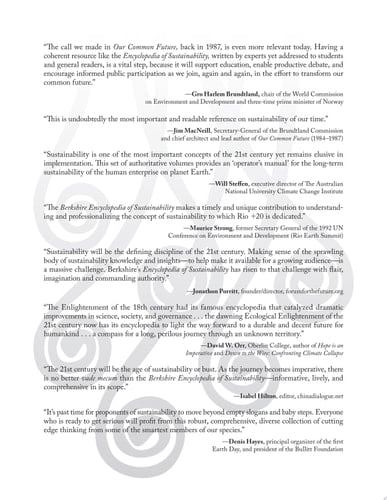 Berkshire Encyclopedia of Sustainability Vol. 10/10