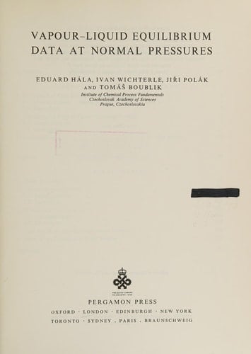 Vapour-liquid equilibrium data at normal pressures
