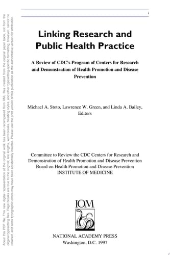 Linking Research and Public Health Practice A Review of CDC's Program of Centers for Research and Demonstration of Health Promotion and Disease Prevention