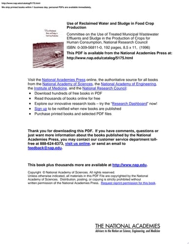 Use of Reclaimed Water and Sludge in Food Crop Production