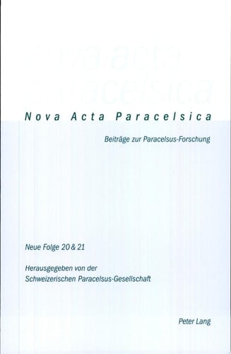 Nova Acta Paracelsica 20/21 Doppelnummer 20/21 (2006/2007)