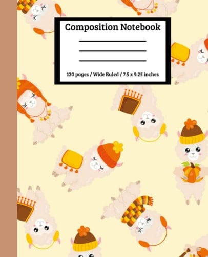 Composition Notebook Adorable Llama: Adorable Llama and Cactus Wide Ruled Composition Notebook for Students, Parents, Children, College, Teachers, ... University | 120 7.5x9.25 Wide Ruled Pages