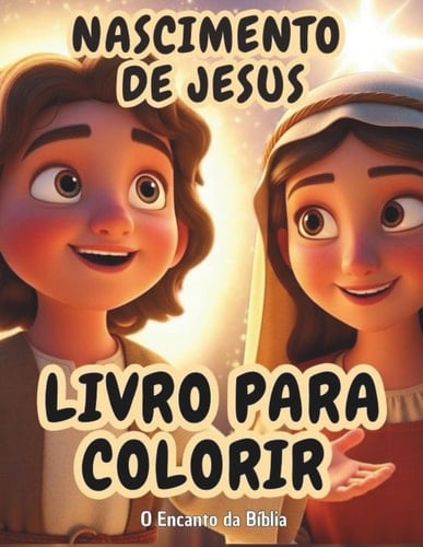 Livro para Colorir: Nascimento de Jesus: História bíblica infantil para pintar e aprender (Portuguese Edition)