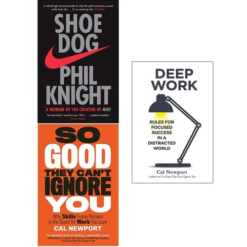 Shoe Dog, So Good They Cant Ignore You, Deep Work 3 Books Collection Set