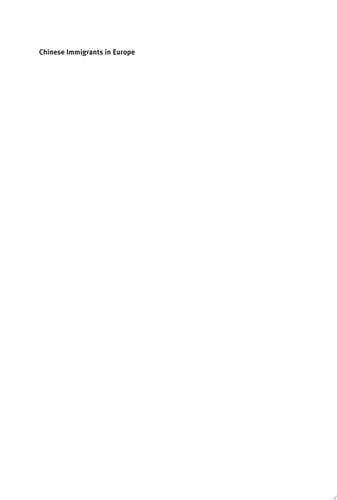 Chinese Immigrants in Europe Image, Identity and Social Participation