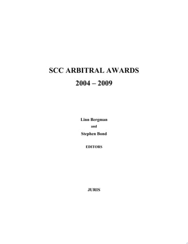 SCC (Stockholm Chamber of Commerce) Arbitral Awards, 2004-2009