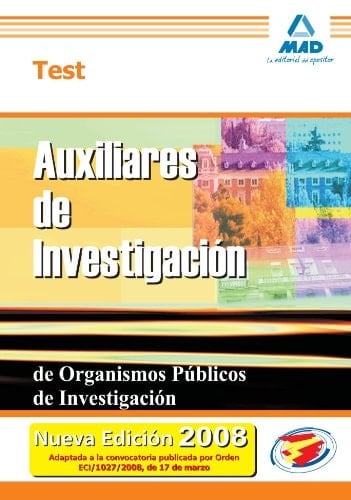 Auxiliares de investigación de organismos públicos de investigación. Test