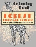 Forest Birds and Animals - Coloring Book - Giraffe, Alpaca, Salamander, Wild Cat, Other