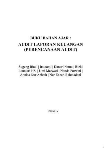BUKU BAHAN AJAR : AUDIT LAPORAN KEUANGAN (PERENCANAAN AUDIT)